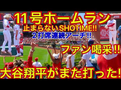 名物ハットジャンプがまた見れた‼︎【11号HOMERUN】大谷翔平選手が2打席連続でホームランを放った！ファン総立ちのスタンドを見よ。現地映像5月29日