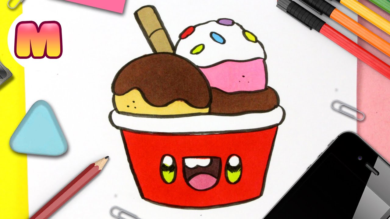 Dibuja y Colorea un Helado Kawaii Panda - Aprende a Dibujar - Videos Para  Niños