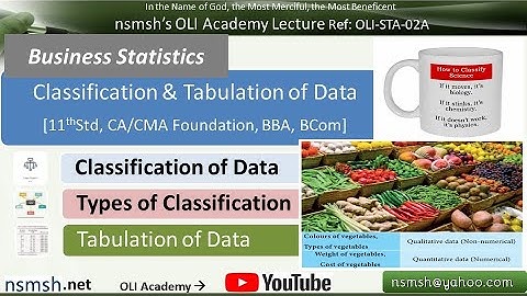 NSMSH OLI-STA-02A Classification and Tabulation of Statistical Data - Part-A OLI Academy lecture