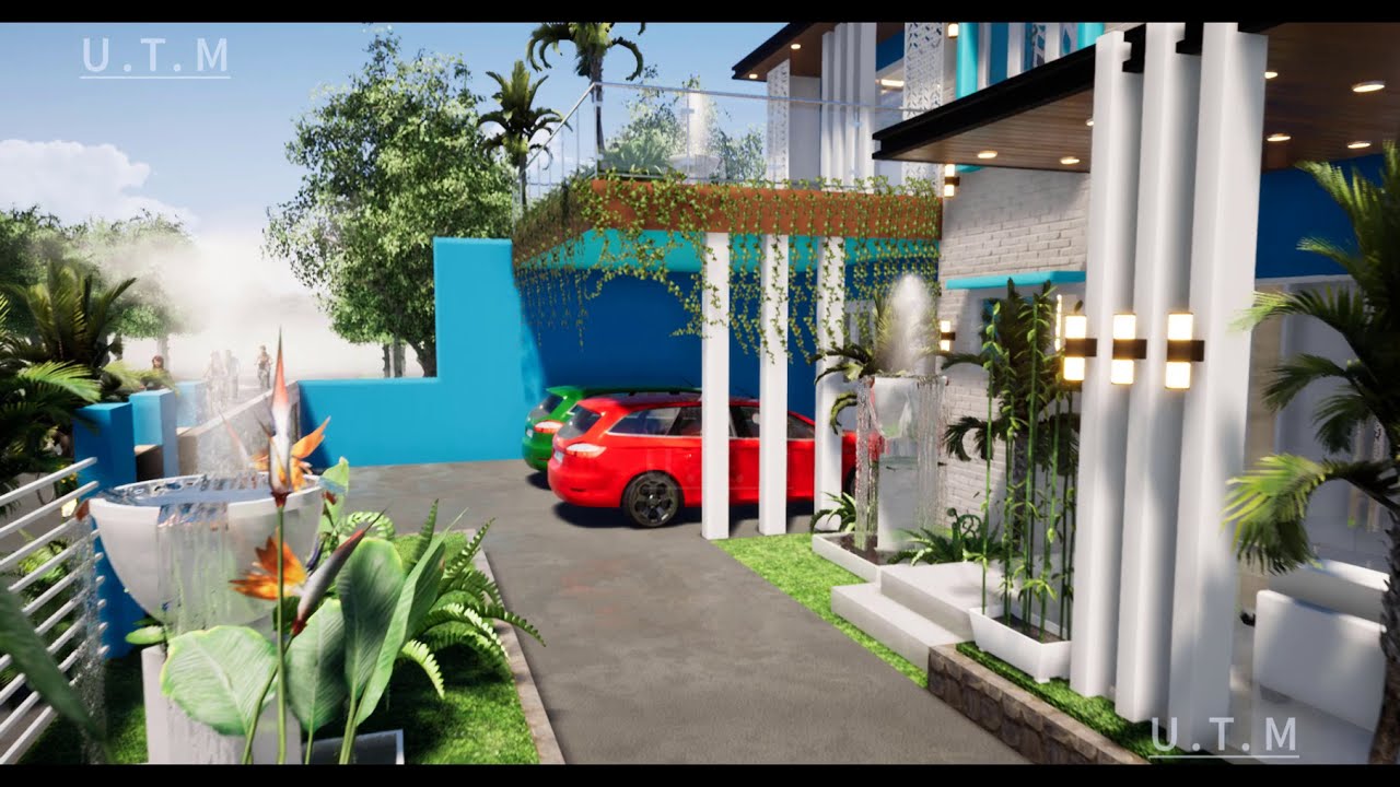 Desain Rumah Minimalis Modern  Tropis  2 Lantai Atap  Datar 