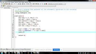 4. Write a program that performs all the arithmetic operations on two variables