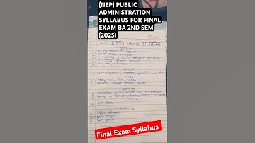 (NEP) PUBLIC ADMINISTRATION SYLLABUS FOR FINAL EXAM BA 2ND SEM 2025