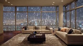 Watching The City In The Rain Relax With The Sound Of Rain Falling On The Window Of The Luxury Room