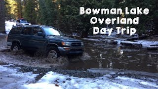 We took a trip out to the bowman lake area with sacramento overland
bound group! see our adventures of nearly crashing on ice, driving
through washed out...