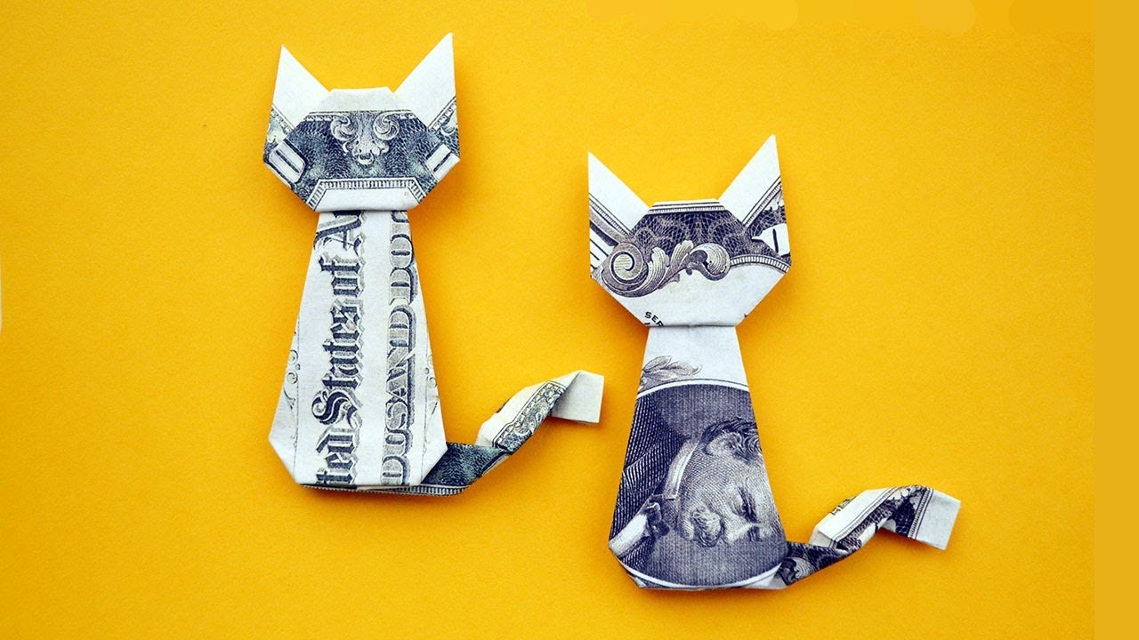 EASY Money CAT Origami Dollar Gift Idea Animal Tutorial DIY YouTube