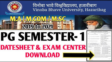 Vbu Hazaribag Pg Semester-1 Exam Time-Table & Exam Center- vbu Sessions 2019-2021