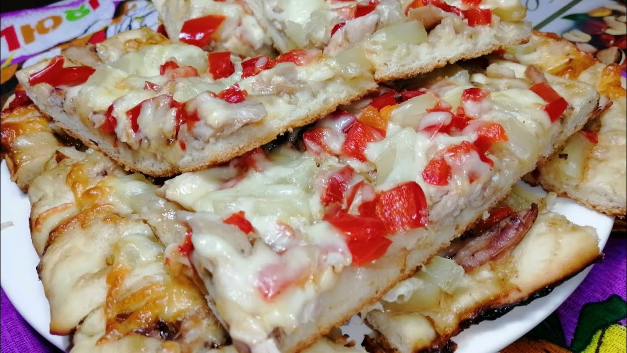 Домашняя пицца с ананасами и курицей YouTube