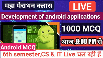 🛑Live,development of android applications mcq ll polytechnic 6th sem.. ll CS & IT ll Android MCQ Q.A