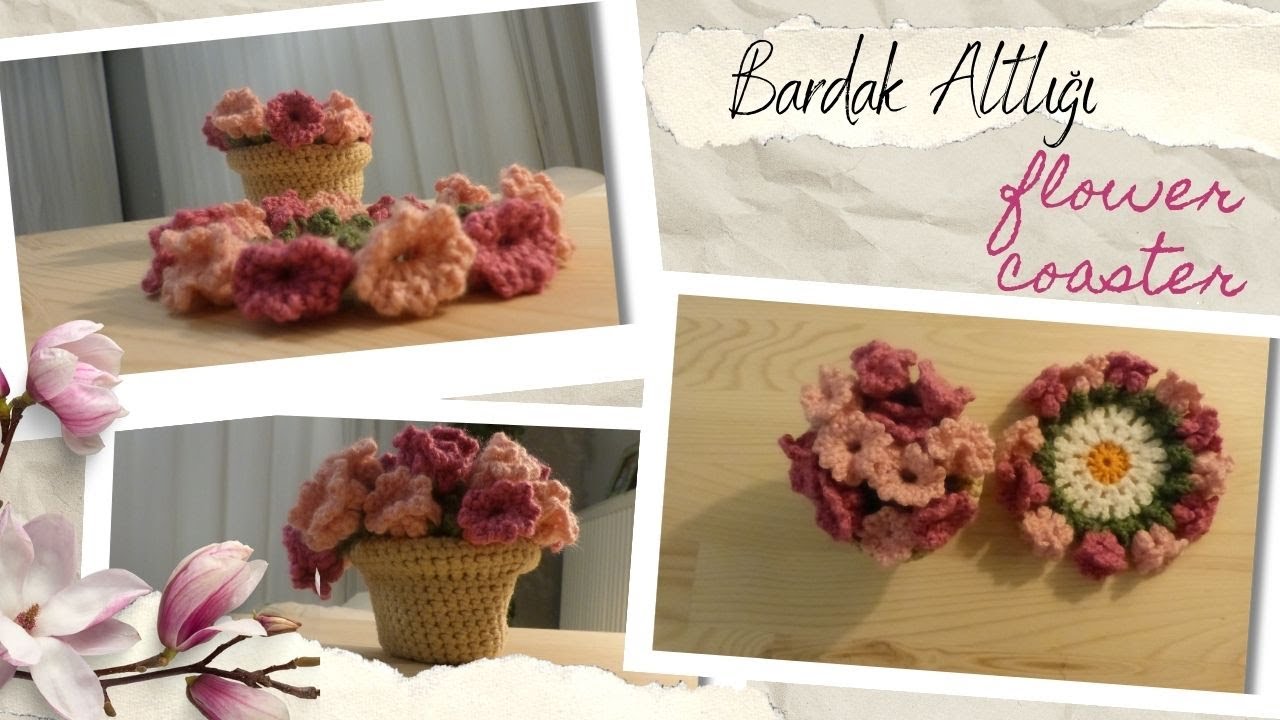 Coaster Crochet | Bardak Altlığı |  Morning Glory Flower Coaster  #crochettutorial #crochet