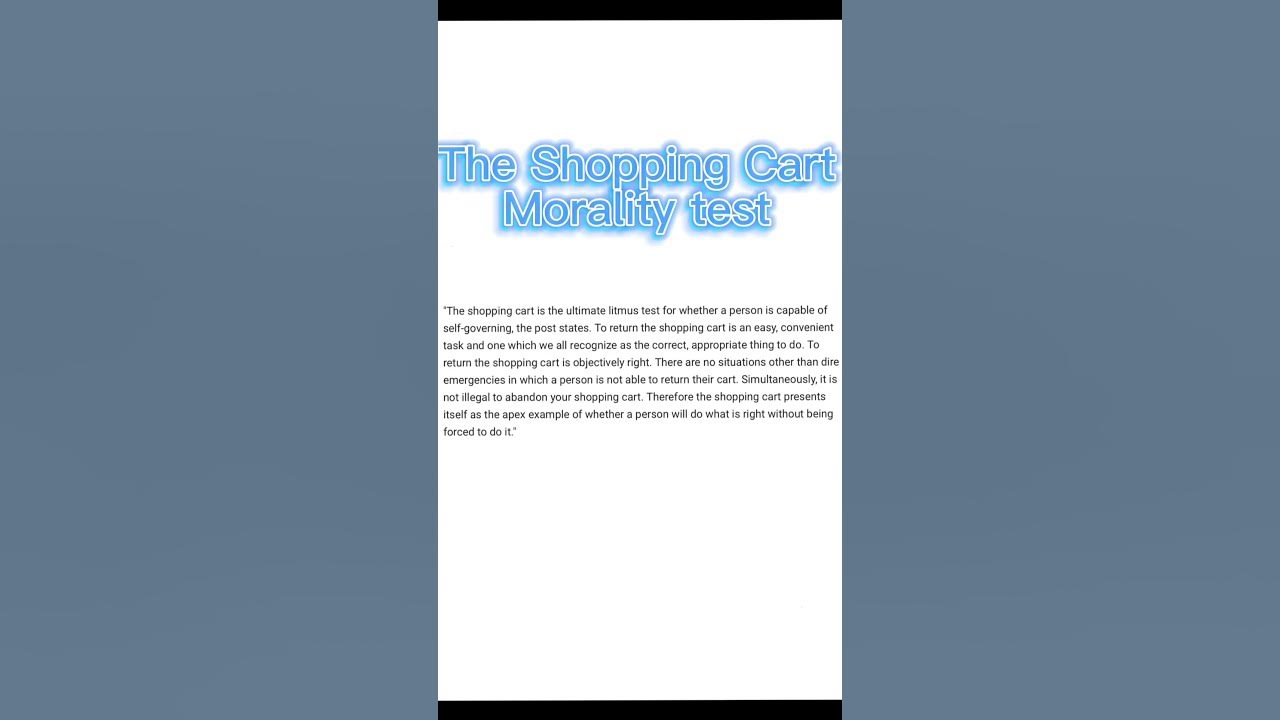 The SOLUTION to the SHOPPING CART MORALITY TEST. shorts memes comedy