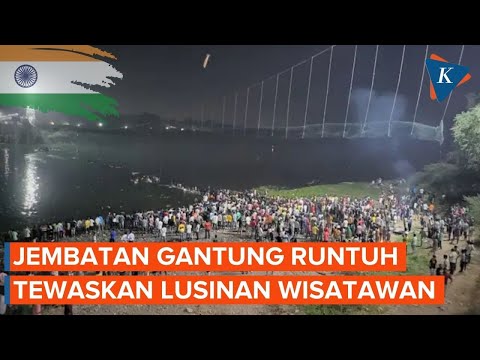 Jembatan Gantung di India Runtuh, Puluhan Orang Tewas