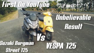 Suzuki Burgman Street 125 Vs Vespa 125 Race | Top End | Highway Battle