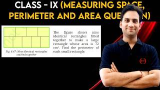 The figure shows nine identical rectangles fitted together to make a large rectangle whose area is
