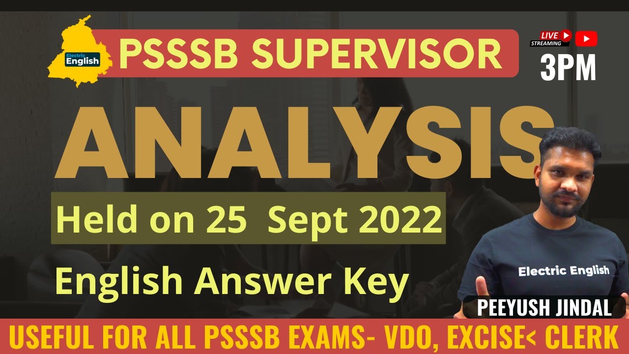 PSSSB Anganwadi Supervisor Answer Key || PSSSB Supervisor Answer Key and Exam Analysis 2022