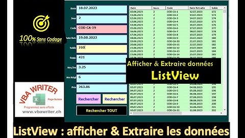 VBA ListView- Afficher et Extraire les données dans la ListView- Sans Codage_43. VbaWriter.ch