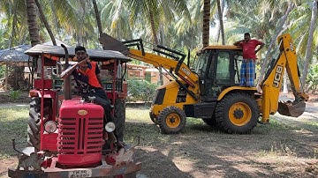 Jcb 3dx backhoe goes to loading manure with Mahindra 415 di tractor trolley @Mohantractorslife
