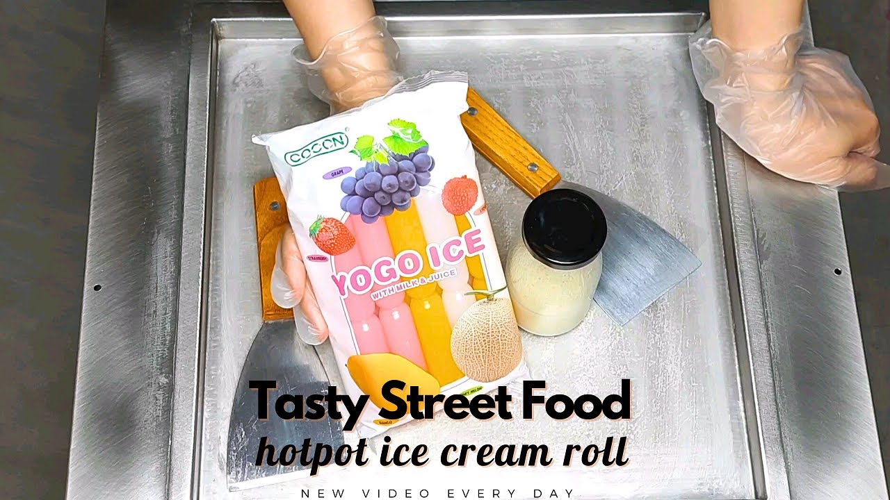 How to make Hotpot Ice Cream Rolls with color ice cream water Tasty street food YouTube