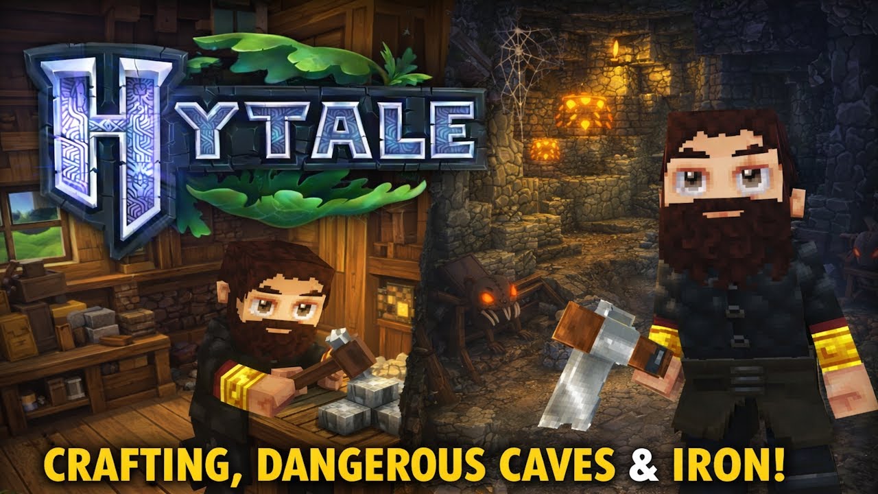 Hytale Journey #3 – Expanding Our Hut, Dangerous Caves & Stealing Iron From Spiders | The genM