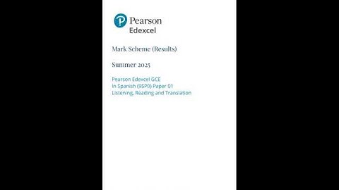 PEARSON EDEXCEL A LEVEL SPANISH PAPER 1 MARK SCHEME 2025 (9SP0/01)