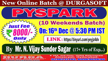 PYSPARK (10 Weekends Batch) Online Training @ DURGASOFT
