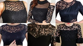 Black net blouse design images,black designs catalogue,black cutting
and stitching,black blouse, for saree,black colour net...