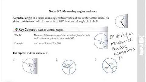 Geometry CP Lesson 9.2 Measuring Angles and Arcs Ex1- 3