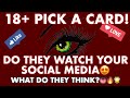 18+ DO THEY WATCH YOUR SOCIAL MEDIA?😍🔥WHAT DO THEY THINK? 🙈PICK A CARD / TAROT READER ✨