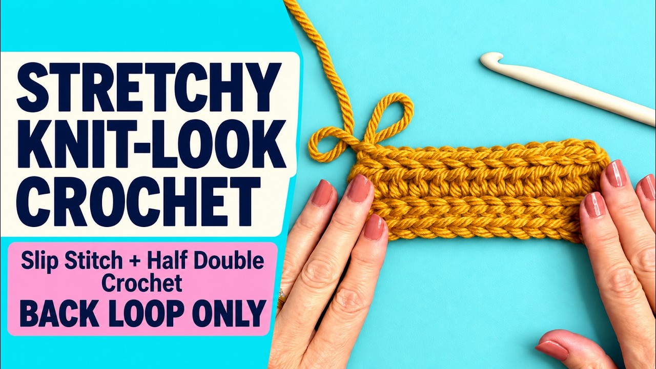 Two Color Back Loop Stitch Crochet Stretchy Knit-Look Crochet Ribbing | Slip Stitch + Half Double Crochet ...