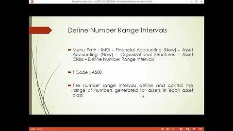 ASSET ACCOUNTING: Define Number Range Intervals