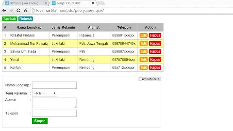 Tambah dan Tampil Data dengan PHP PDO + jQuery AJAX - Part 1 & 2