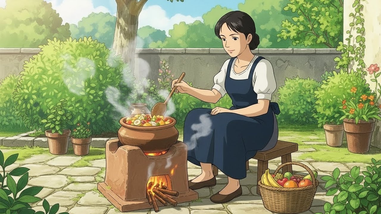 Village Life ASMR 🌾 | Subah Fruit Todna Aur Traditional Cooking | Ghibli Style Calm Story