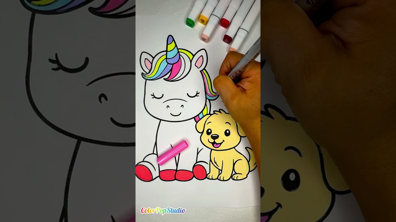 🦄🐶 Unicorn & Puppy Pastel Coloring | Relaxing Long Video 🎨✨