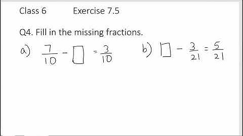 Class 6 Fractions  Exercise 7.5 Q4/ Fill in the missing fraction #maths #ncert #fraction