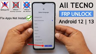 All Tecno Android 12/13 Frp Unlock | Bypass Google Ac -X-Share Apps Not Install Solution Without PC