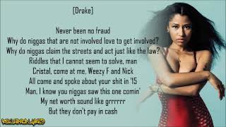 Nicki Minaj - No Frauds ft. Drake \& Lil Wayne (Lyrics)