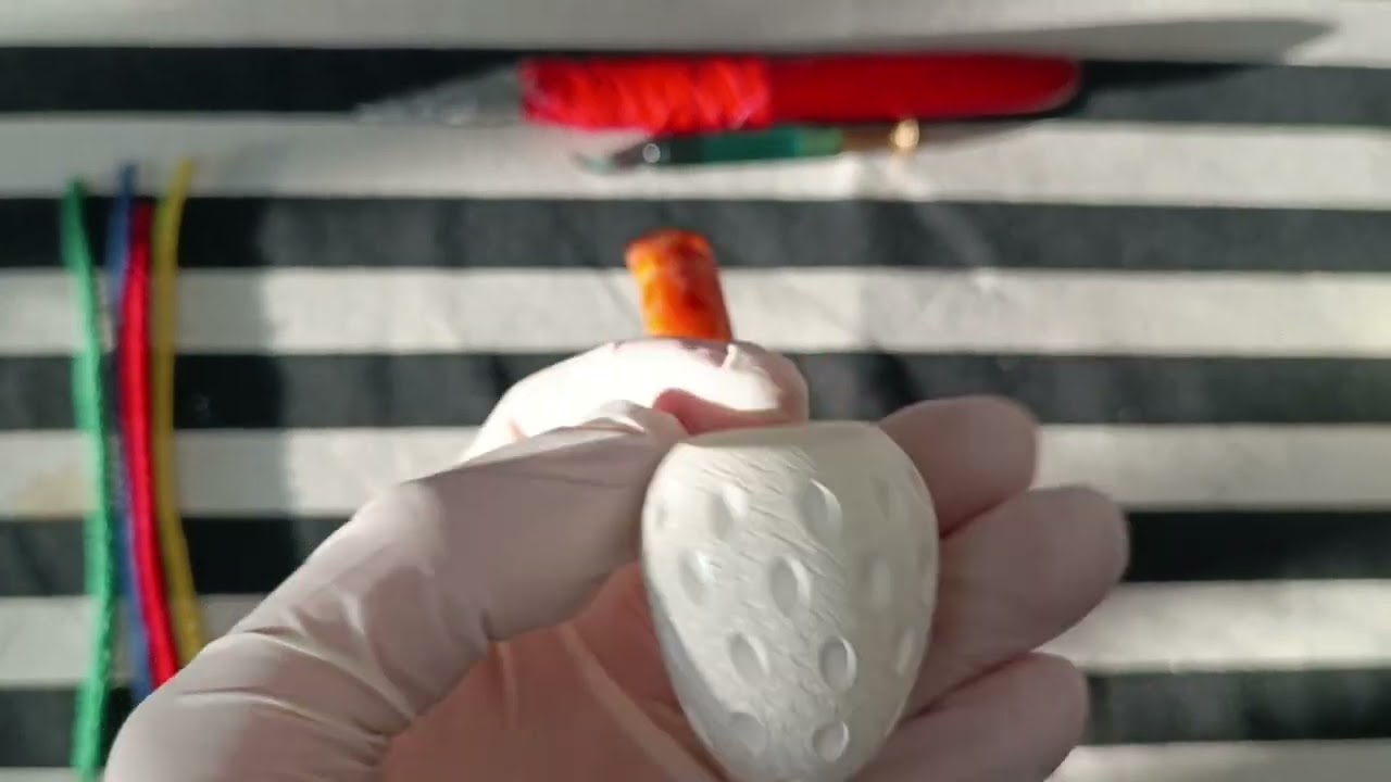 Handmade Turkish Geometric Pattern Carved Block Meerschaum Pipe