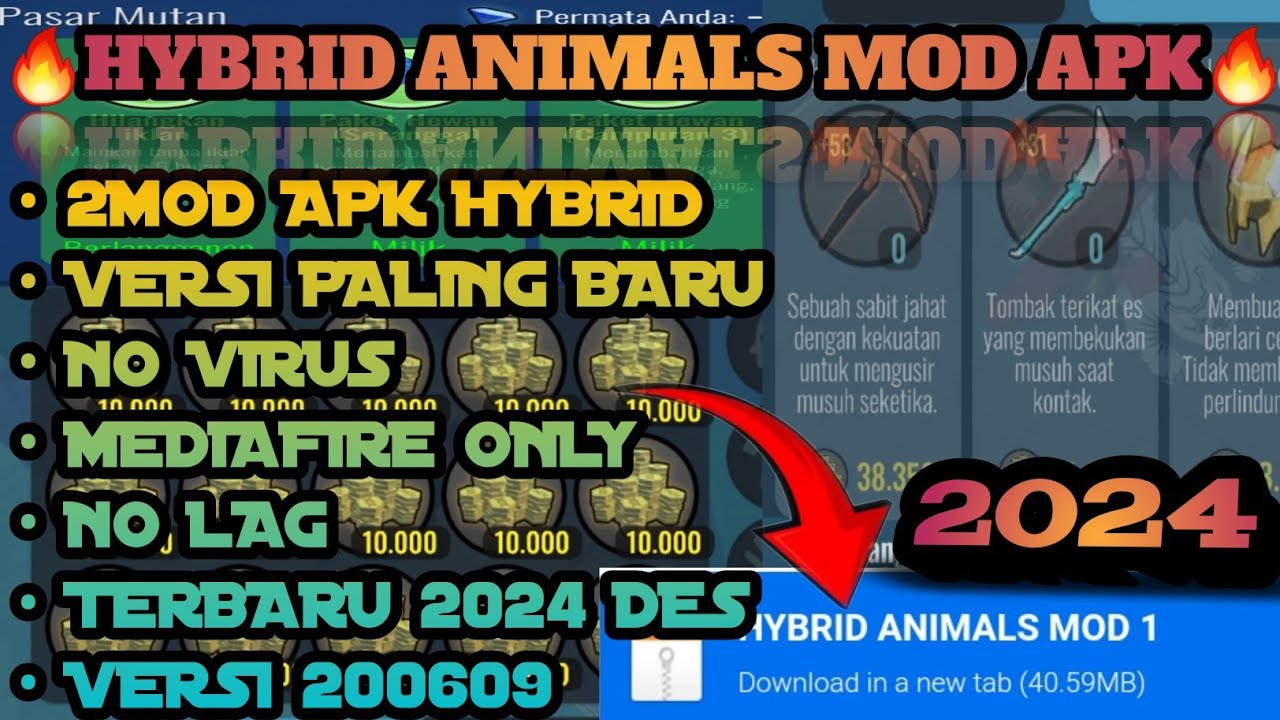 HYBRID ANIMALS MOD APK 🔥🔥 TERBARU NO PW CUYYY 2024