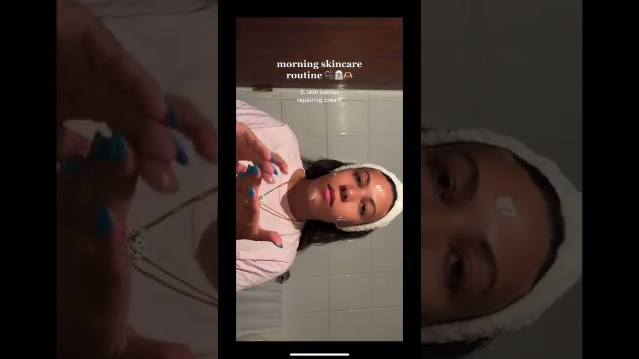 Summer morning skincare routine 🫧🧖🏽‍♀️🫶🏼 *skin barrier repair cream, guasha, clean girl look*