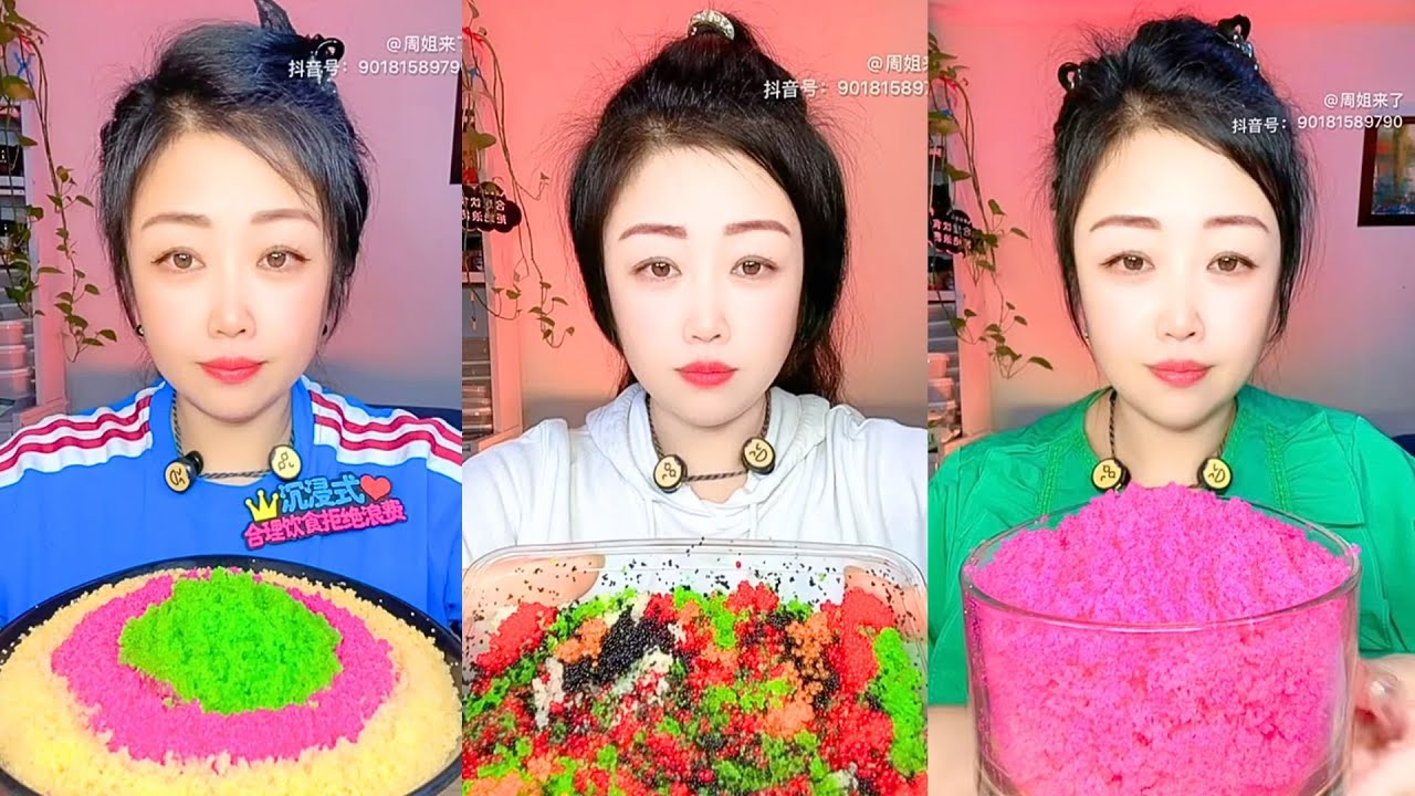 Chinese Colored Ice Eating Show ASMR #12