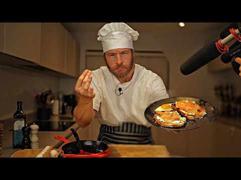 ASMR Chef Masterclass: Eggs on Toast (Crackling, crunching, raspy soft spoken)