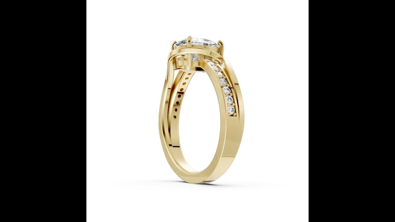 Oval Accented Bypass Lab Diamond Engagement Ring