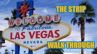 Las Vegas Strip from Las Vegas Sign to Stratosphere [Walk Through 4k] - Las Vegas Nevada