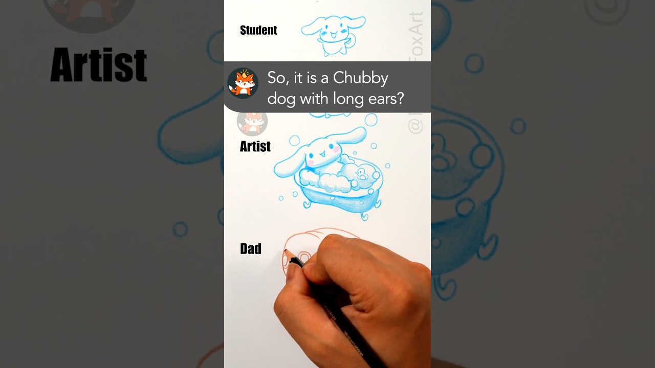 How to draw Cinnamoroll | Daddy vs Artist wait is he a dog? #anime #illustration