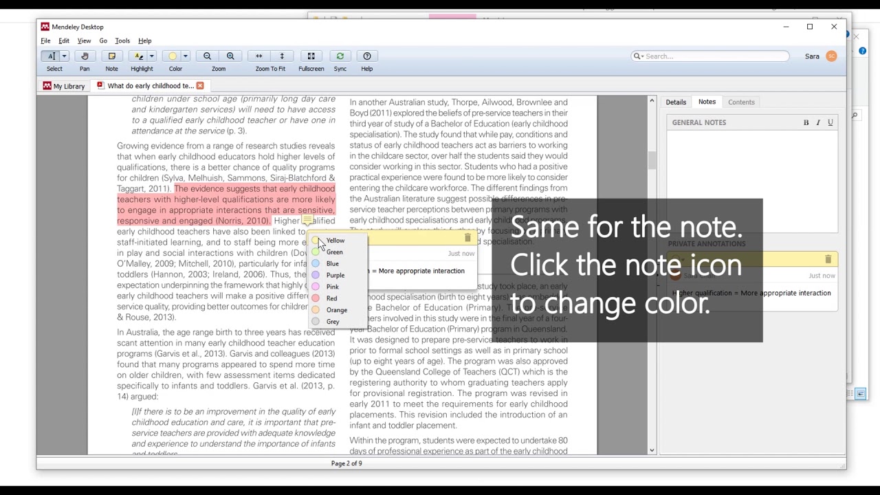 Mendeley How to Highlight Text, Create Notes, and Search Content