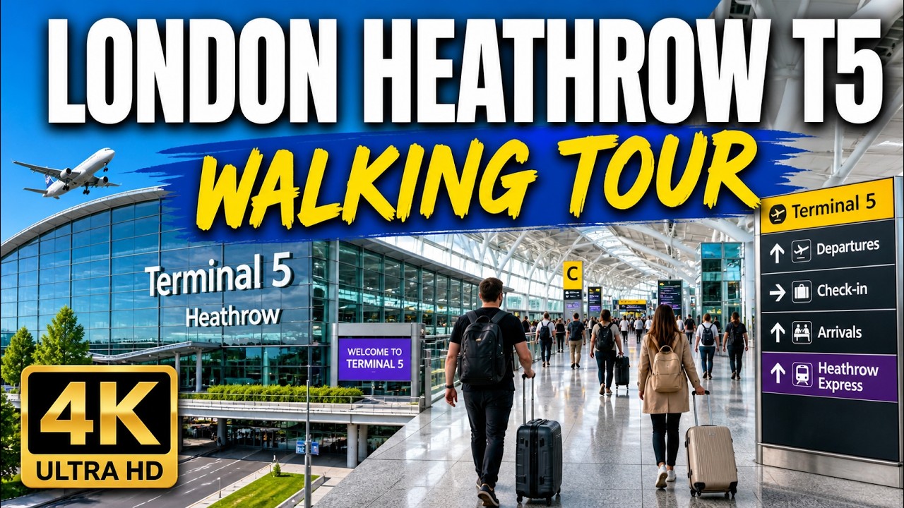London, Verenigd Koninkrijk | Luchthaven Heathrow | Terminal 5 | Rondgang door de Terminal 4K