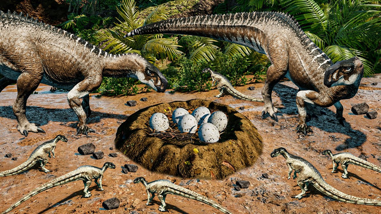 baby-tenontosaurus-schl-pft-im-nest-einer-gro-en-familie-the-isle