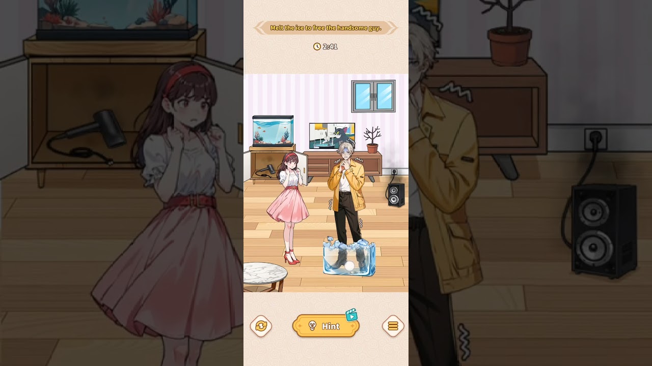 Brain Puzzle: Tricky Quest Level 135 Melt the ice to free the handsome guy 