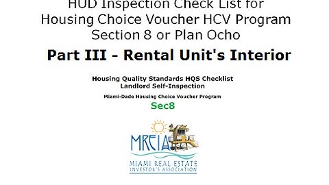 Section 8 HQS Checklist Video Part III - Unit Interior