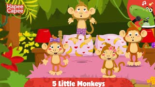 Five Little Monkeys | HapeeCapee Nursery Rhymes & Kids Songs