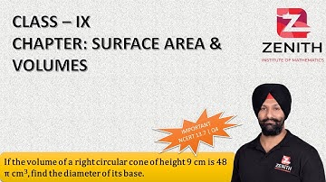 If the volume of a right circular cone of height 9 cm is 48 π cm3, find the diameter of its base.
